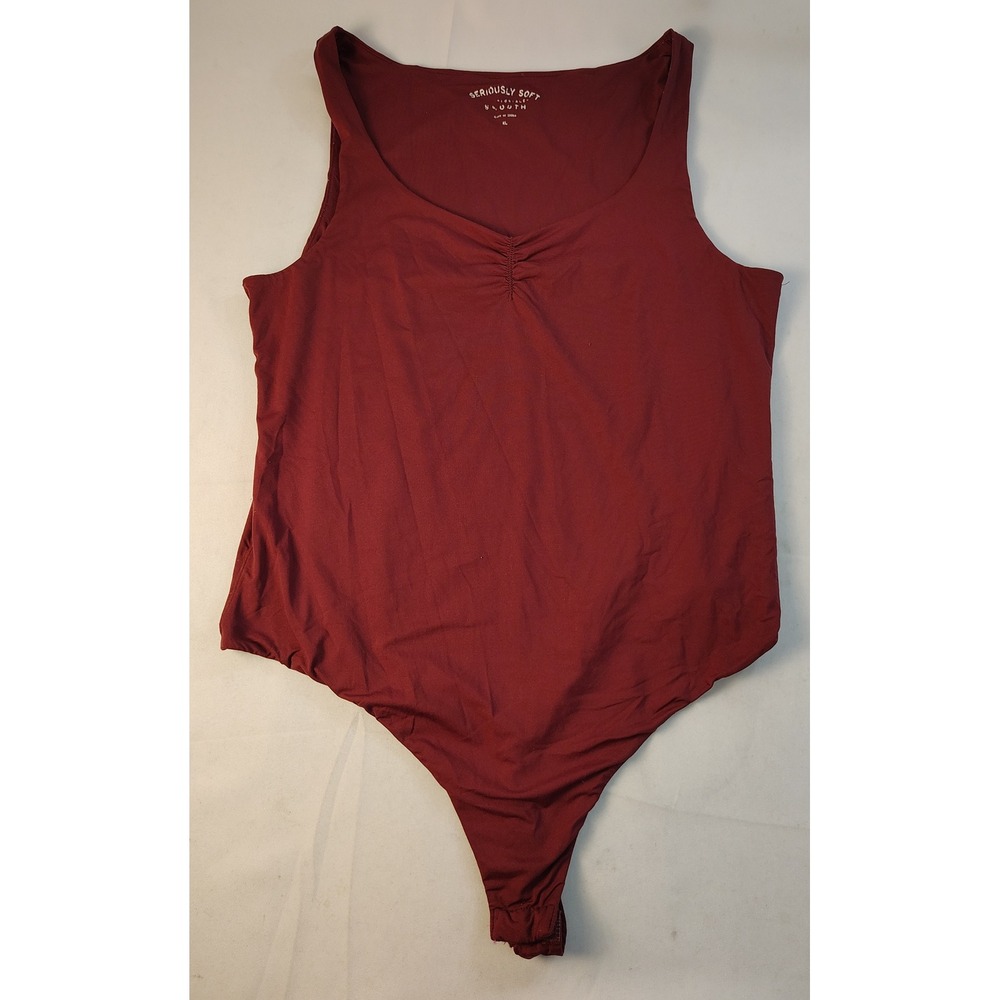 Aeropostale Seriously Soft Slouch Bodysuit XL Burgundy Sleeveless Snap Thong Top